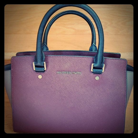 Michael Kors Handbags - Michael Kors satchel - brown/plum & gray